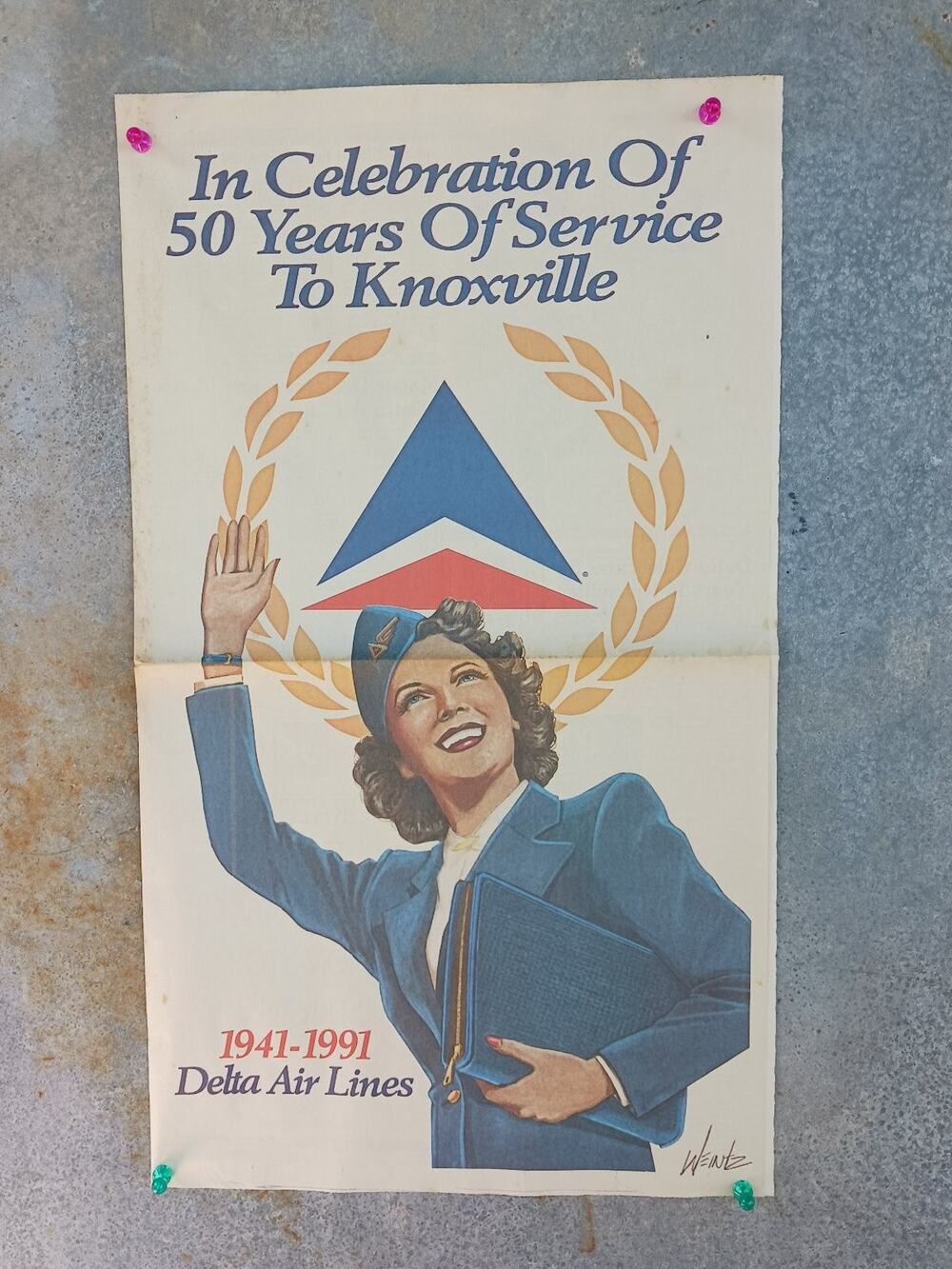 Delta Air Lines 50 Years Service Knoxville 1991 Newspaper Article Stewardess Art